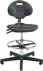 Bevco - 21 to 31" High Adjustable Height Swivel Stool - 27" Wide x 27" Deep, Polyurethane Seat, Black - Benchmark Tooling