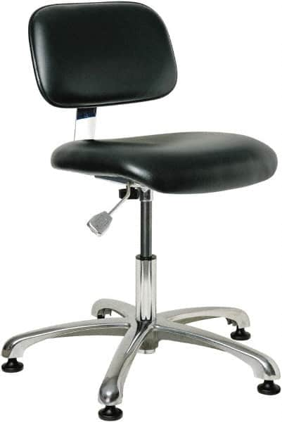 Bevco - 17 to 22" High Adjustable Height Swivel Stool - 25" Wide x 25" Deep, Vinyl Seat, Black - Benchmark Tooling