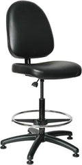 Bevco - 24 to 34" High Adjustable Height Swivel Stool - 27" Wide x 27" Deep, Vinyl Seat, Black - Benchmark Tooling