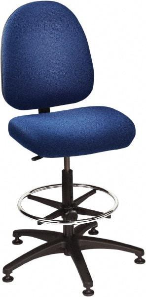 Bevco - 24 to 34" High Adjustable Height Swivel Stool - 27" Wide x 27" Deep, 100% Olefin Seat, Royal Blue - Benchmark Tooling