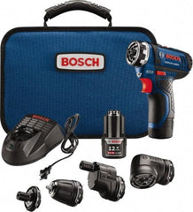 Bosch - 12 Volt 1/4" Chuck Pistol Grip Handle Cordless Drill - 0-400 & 0-1300 RPM, Reversible, 2 Lithium-Ion Batteries Included - Benchmark Tooling