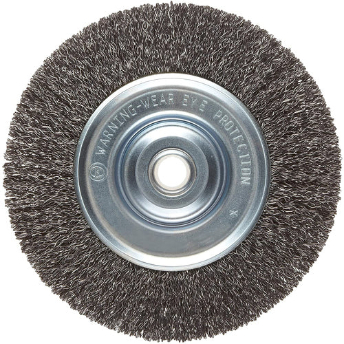 ‎Vortec Pro 6″ Medium Face Crimped Wire Wheel, .014″ Steel Fill, 5/8″-1/2″ Arbor Hole, Retail Pack - Benchmark Tooling