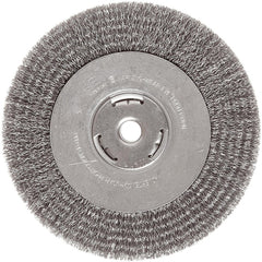 ‎Vortec Pro 4″ Narrow Face Crimped Wire Wheel, .014″ Steel Fill, 5/8″-11 UNC Nut, Retail Pack - Benchmark Tooling