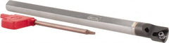Hertel - 3/5" Min Bore Diam, 8" OAL, 1/2" Shank Diam, E08SCLPL2 Indexable Boring Bar - 3" Max Bore Depth, CP.. Insert, Screw-On Holding Method - Benchmark Tooling