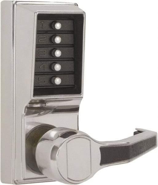 Kaba Access - Combination Entry Lever Lockset - 2-3/4" Back Set, No Cylinder, Zamak3, Satin Chrome Finish - Benchmark Tooling