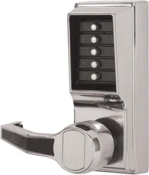 Kaba Access - Combination Entry Lever Lockset - 2-3/4" Back Set, Nonkey Override Cylinder, Zamak3, Satin Chrome Finish - Benchmark Tooling