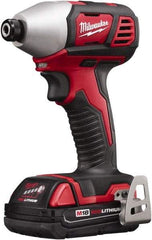 Milwaukee Tool - 18 Volt, 1/4" Drive, 125 Ft/Lb Torque, Cordless Impact Driver - Pistol Grip Handle, 2750 RPM, 2 Lithium-Ion Batteries Included - Benchmark Tooling