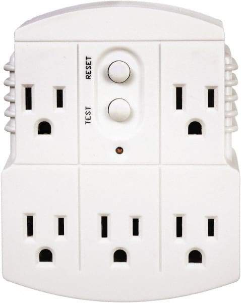 Tower - 5 Outlets, 125 Volt, 15 Amp, White, GFCI 5b Outlet Adapter - 5-15P, 5-15R NEMA Configuration, cUL, UL File E174279 - Benchmark Tooling