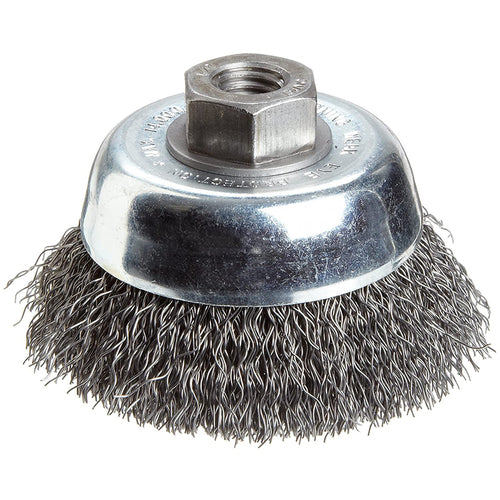 ‎Vortec Pro 3″ Crimped Wire Cup Brush, .014″ Steel Fill, 1/2″-13 Arbor Hole, Retail Pack - Benchmark Tooling