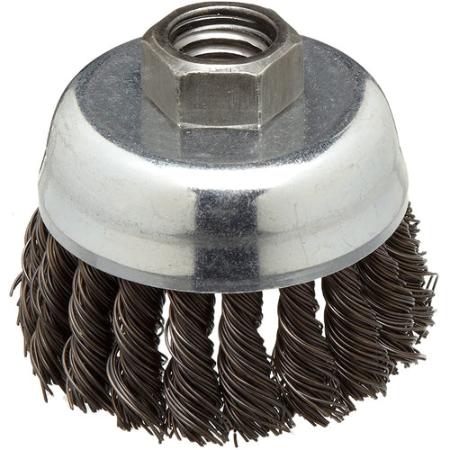 ‎Vortec Pro 2-3/4″ Knot Wire Cup Brush, .020″ Steel Fill, M10x1.25 Nut, Retail Pack - Benchmark Tooling