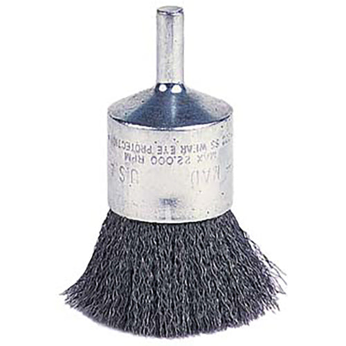 Vortec Pro 1″ Crimped Wire End Brush, .0104″ Wire, 1/4″ Stem, Retail Pack - Benchmark Tooling