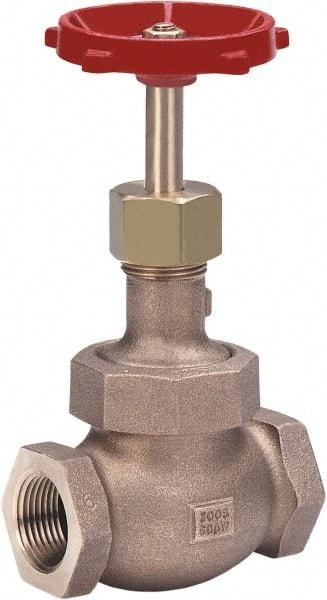 Milwaukee Valve - 1-1/4" Pipe, Threaded (NPT) Ends, Bronze Integral Globe Valve - Bronze Disc, Union Bonnet, 600 psi WOG, 300 psi WSP, Class 300 - Benchmark Tooling