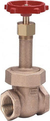 Milwaukee Valve - 1/2" Pipe, Class 150, Threaded (NPT) Bronze Solid Wedge Gate Valve - 300 WOG, 150 WSP, Union Bonnet, For Use with Water, Oil & Gas - Benchmark Tooling