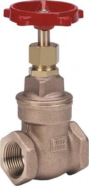 Milwaukee Valve - 1/2" Pipe, Class 125, Threaded (NPT) Bronze Solid Wedge Stem Gate Valve - 200 WOG, 125 WSP, Threaded Bonnet, For Use with Water, Oil & Gas - Benchmark Tooling