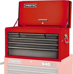 Proto - 6 Drawer Top Tool Chest - 27" Wide x 12" Deep x 15" High, Steel, Gray - Benchmark Tooling