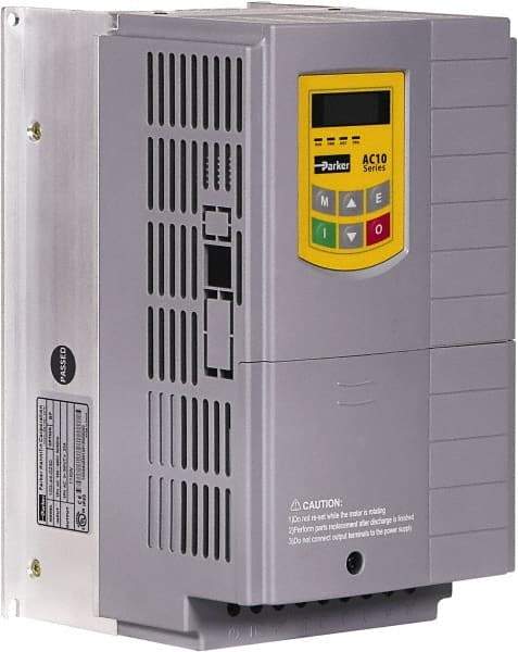 Parker - Three Phase, 480 Volt, 15 hp, Variable Frequency Drive - 6.14" Wide x 6.69" Deep x 10" High, IP20 - Benchmark Tooling