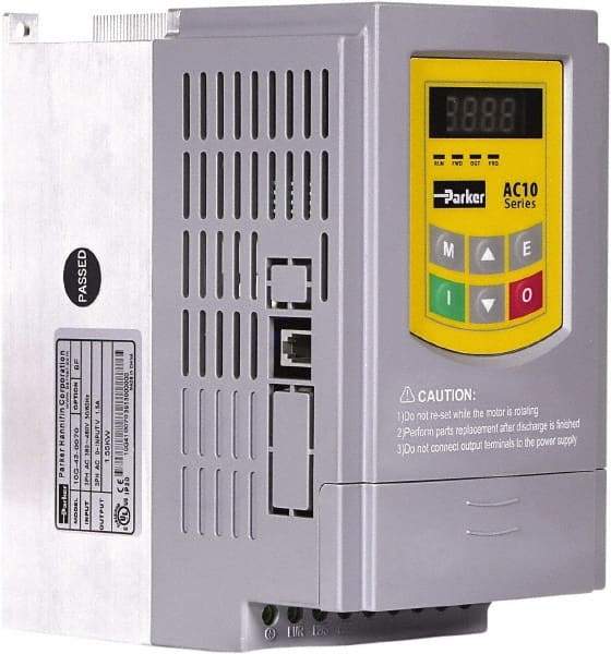 Parker - Three Phase, 230 Volt, 1-1/2 hp, Variable Frequency Drive - 4.17" Wide x 5.91" Deep x 7.09" High, IP20 - Benchmark Tooling