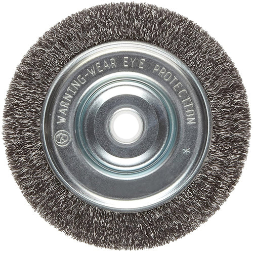 ‎Vortec Pro 5″ Crimped Wire Wheel, .014″ Steel Fill, Narrow Face, 5/8″-1/2″ Arbor Hole, Retail Pack - Benchmark Tooling