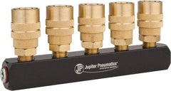 Value Collection - 1/4" Inlet, 1/4" Outlet Manifold - 6.1" Long 1 Inlet Port, 5 Outlet Ports - Benchmark Tooling