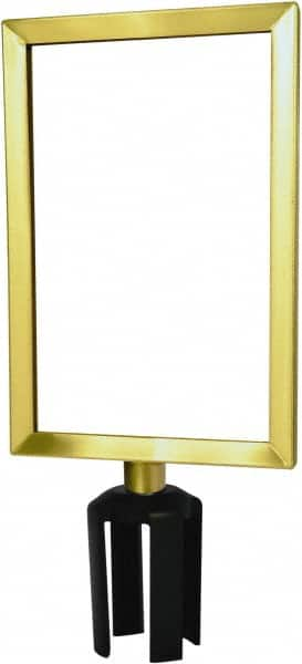 Tensator - 11-1/2" High x 11-1/2" Long x 7-1/2" Wide Barrier Sign Frame - Powder Coated Steel, Satin Brass Finish, Satin Brass, Use with Tensabarrier - Benchmark Tooling