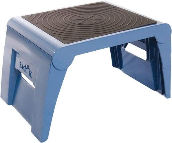 Cramer - 11" High, Navy Folding Step Stool - High Density Plastic, 250 Lb Capacity, Type I Industry Rating - Benchmark Tooling