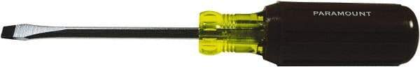 Paramount - 1/4" Blade Width, 8-1/4" OAL Standard Slotted Screwdriver - 4" Blade Length, Square Shank, Acetate with Rubber Grip Handle - Benchmark Tooling