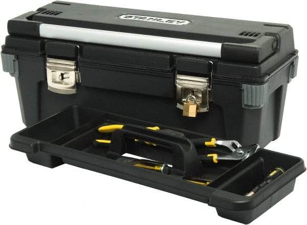 Stanley - Tool Box - 19-5/8" Wide x 10-1/2" Deep x 10-5/16" High, Plastic/Rubber, Black - Benchmark Tooling