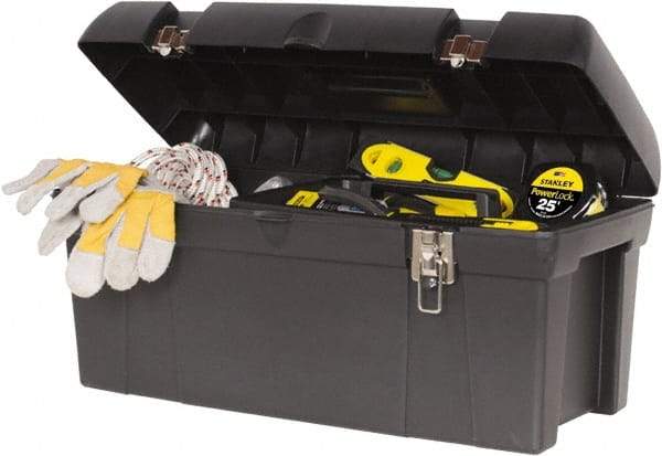 Stanley - 1 Tray Tool Box - 23-5/8" Wide x 11-1/2" Deep x 11-1/8" High, Plastic/Metal, Black - Benchmark Tooling