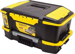 Stanley - 4 Compartment Tool Organizer - 19" Wide x 12" Deep x 6" High, Plastic, Black/Yellow - Benchmark Tooling