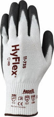 Ansell - Size XL (10), ANSI Cut Lvl 4, Abrasion Lvl 6, Polyurethane Coated Cut Resistant Gloves - 10.25" Long, Palm & Fingertips Coated, Intercept Technology Yarn Lining, Knit Wrist, White/Gray, Paired - Benchmark Tooling