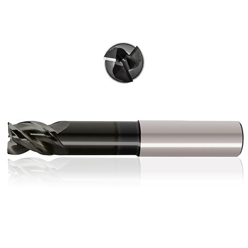 1/2″ Dia. × 1/2″ Shank × 7/8″ DOC × 5″ OAL, Exxtral Carbon (DLC), 3 Flute, Variable Helix, Straight, External, Square, Solid End Mill - Exact Industrial Supply