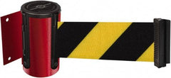 Tensator - 4-1/2" High x 7.5' Long x 2" Wide Wall Mount Barrier - Steel, Red Powdercoat Finish, Red, Use with 898 Wall Receiver - Benchmark Tooling