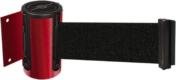 Tensator - 4-1/2" High x 7.5' Long x 2" Wide Wall Mount Barrier - Steel, Red Powdercoat Finish, Red, Use with 898 Wall Receiver - Benchmark Tooling