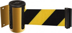 Tensator - 4-1/2" High x 7.5' Long x 2" Wide Wall Mount Barrier - Steel, Yellow Powdercoat Finish, Yellow, Use with 898 Wall Receiver - Benchmark Tooling