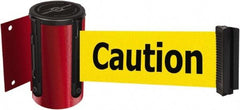 Tensator - 4-1/2" High x 7.5' Long x 2" Wide Wall Mount Barrier - Steel, Red Powdercoat Finish, Red, Use with 898 Wall Receiver - Benchmark Tooling