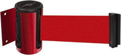 Tensator - 4-1/2" High x 7.5' Long x 2" Wide Wall Mount Barrier - Steel, Red Powdercoat Finish, Red, Use with 898 Wall Receiver - Benchmark Tooling