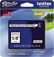 Brother - 1/4" Wide x 314.4" Long, White Plastic/Paper Tape Cassette - For Label Maker - Benchmark Tooling