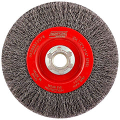 Norton - 4-1/2" OD, 5/8-11 Arbor Hole, Crimped Carbon Wheel Brush - Benchmark Tooling