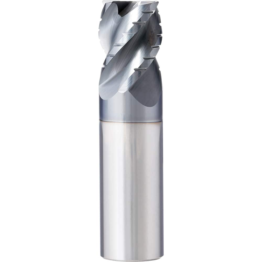 Corner Radius End Mill: 5/16″ Dia, 1/2″ LOC, 0.015″ Radius, 4 Flutes, Solid Carbide 2″ OAL, 5/16″ Shank Dia, 45 ° Helix, AlCrN Coated, Centercutting, Series XPR