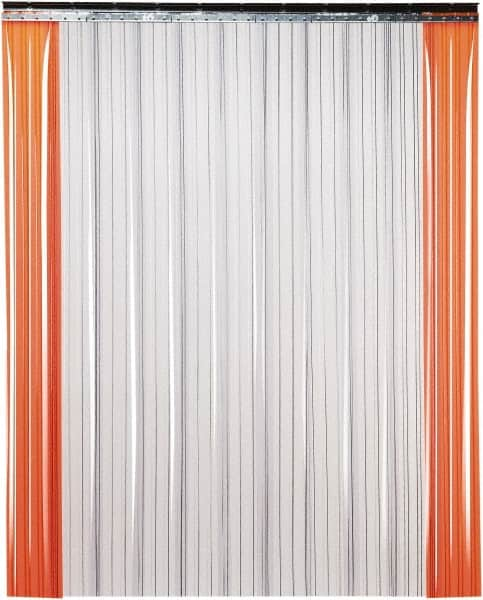 TMI, LLC - 10' Door Width x 12' Door Height PVC Ribbed Strip Door Kit - 12" Strip Width x 0.108" Strip Thickness, Clear, 67% Overlap - Benchmark Tooling