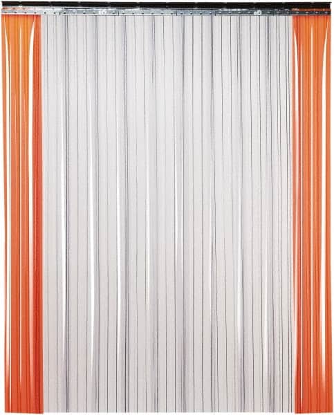 TMI, LLC - 8' Door Width x 8' Door Height PVC Ribbed Strip Door Kit - 8" Strip Width x 0.072" Strip Thickness, Clear, 50% Overlap - Benchmark Tooling