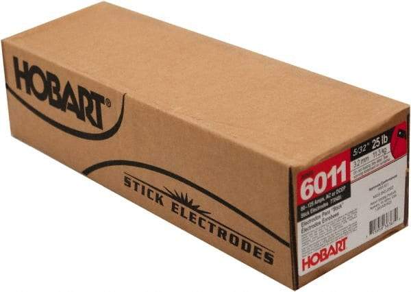 Hobart Welding Products - 14" Long, 5/32" Diam, Mild Steel Arc Welding Electrode - E6011 - Exact Industrial Supply