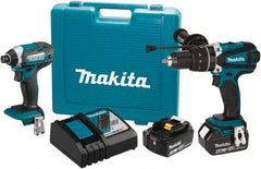 Makita - 18 Volt Cordless Tool Combination Kit - Includes 1/2" Hammer Drill/Driver & Impact Driver, Lithium-Ion Battery Included - Benchmark Tooling