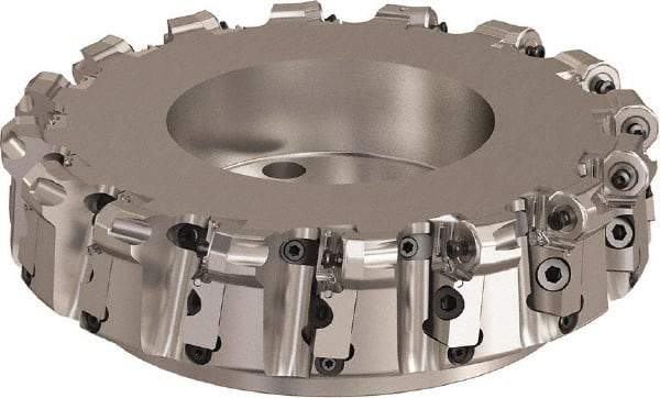 Seco - 10" Cut Diam, 6mm Max Depth, 2-1/2" Arbor Hole, 16 Inserts, ONMU09 Insert Style, Indexable Copy Face Mill - L220.48 Cutter Style, 3.1496 High, Series Doubleoctomill - Benchmark Tooling