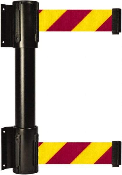 Tensator - 16.64" High x 89" Long x 3" Wide Barrier Dual Line Wall Mount - Steel, Black Powdercoat Finish, Black, Use with 898 Wall Receiver - Benchmark Tooling