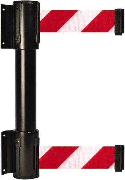 Tensator - 16.64" High x 89" Long x 3" Wide Barrier Dual Line Wall Mount - Steel, Black Powdercoat Finish, Black, Use with 898 Wall Receiver - Benchmark Tooling