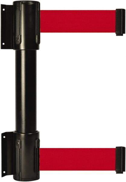 Tensator - 16.64" High x 89" Long x 3" Wide Barrier Dual Line Wall Mount - Steel, Black Powdercoat Finish, Black, Use with 898 Wall Receiver - Benchmark Tooling