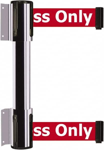 Tensator - 16.64" High x 89" Long x 3" Wide Barrier Dual Line Wall Mount - Steel, Polished Chrome Finish, Polished Chrome, Use with 898 Wall Receiver - Benchmark Tooling
