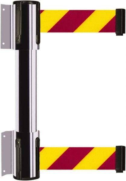 Tensator - 16.64" High x 89" Long x 3" Wide Barrier Dual Line Wall Mount - Steel, Polished Chrome Finish, Polished Chrome, Use with 898 Wall Receiver - Benchmark Tooling