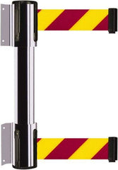 Tensator - 16.64" High x 89" Long x 3" Wide Barrier Dual Line Wall Mount - Steel, Polished Chrome Finish, Polished Chrome, Use with 898 Wall Receiver - Benchmark Tooling